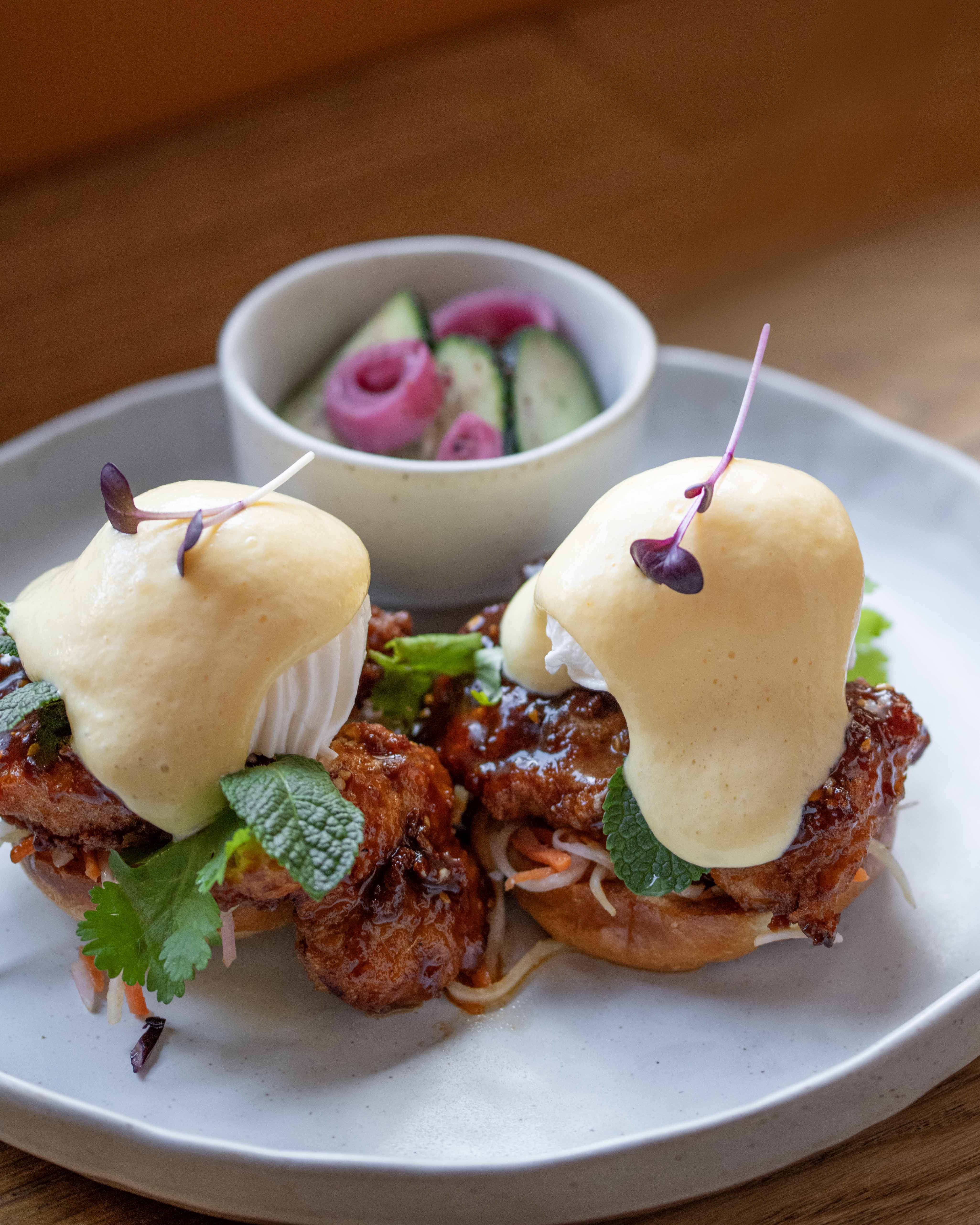 Korean Chicken Eggs Benedict