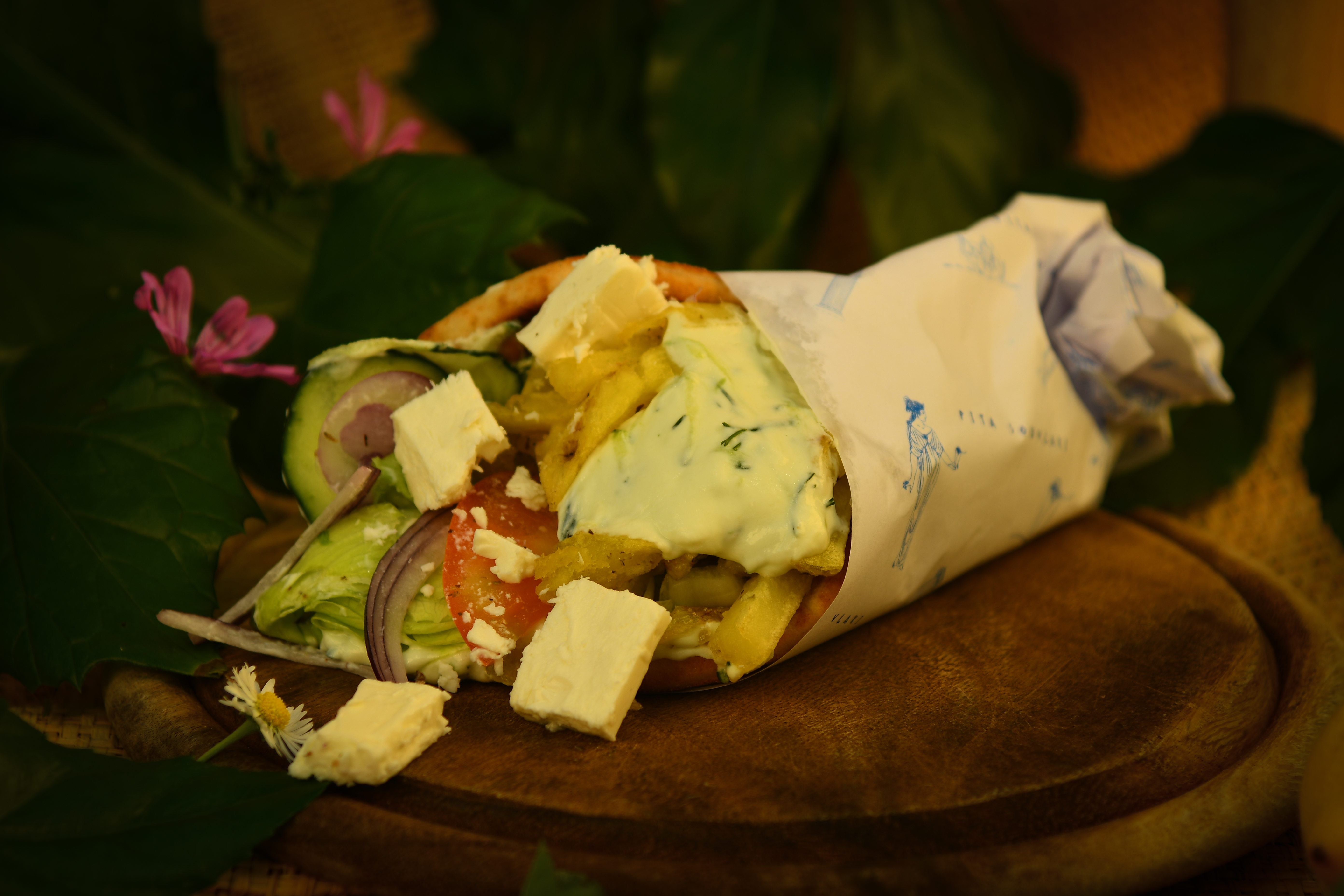 Pita vegetariana con feta greca