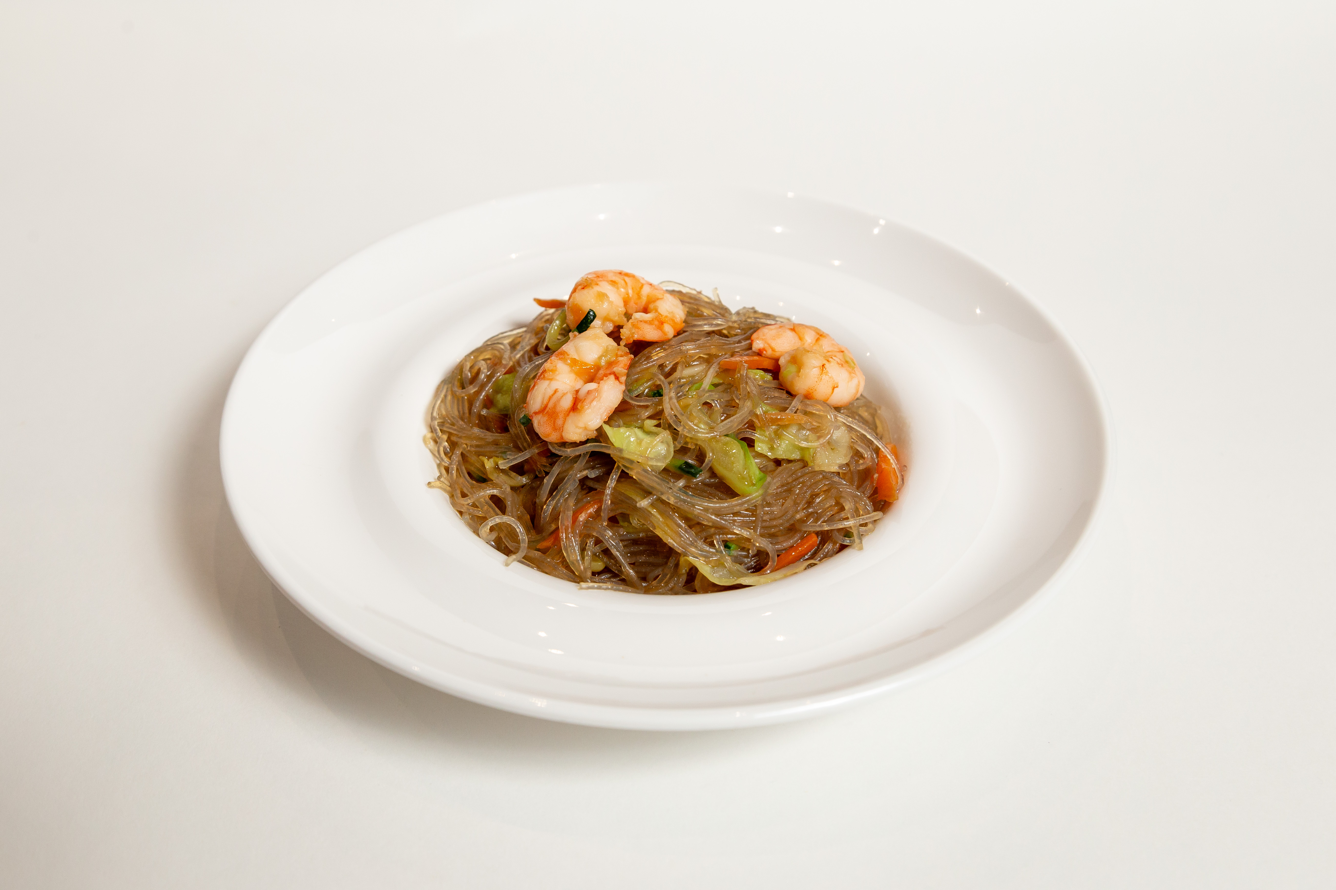 Spaghetti di soia con gamberi