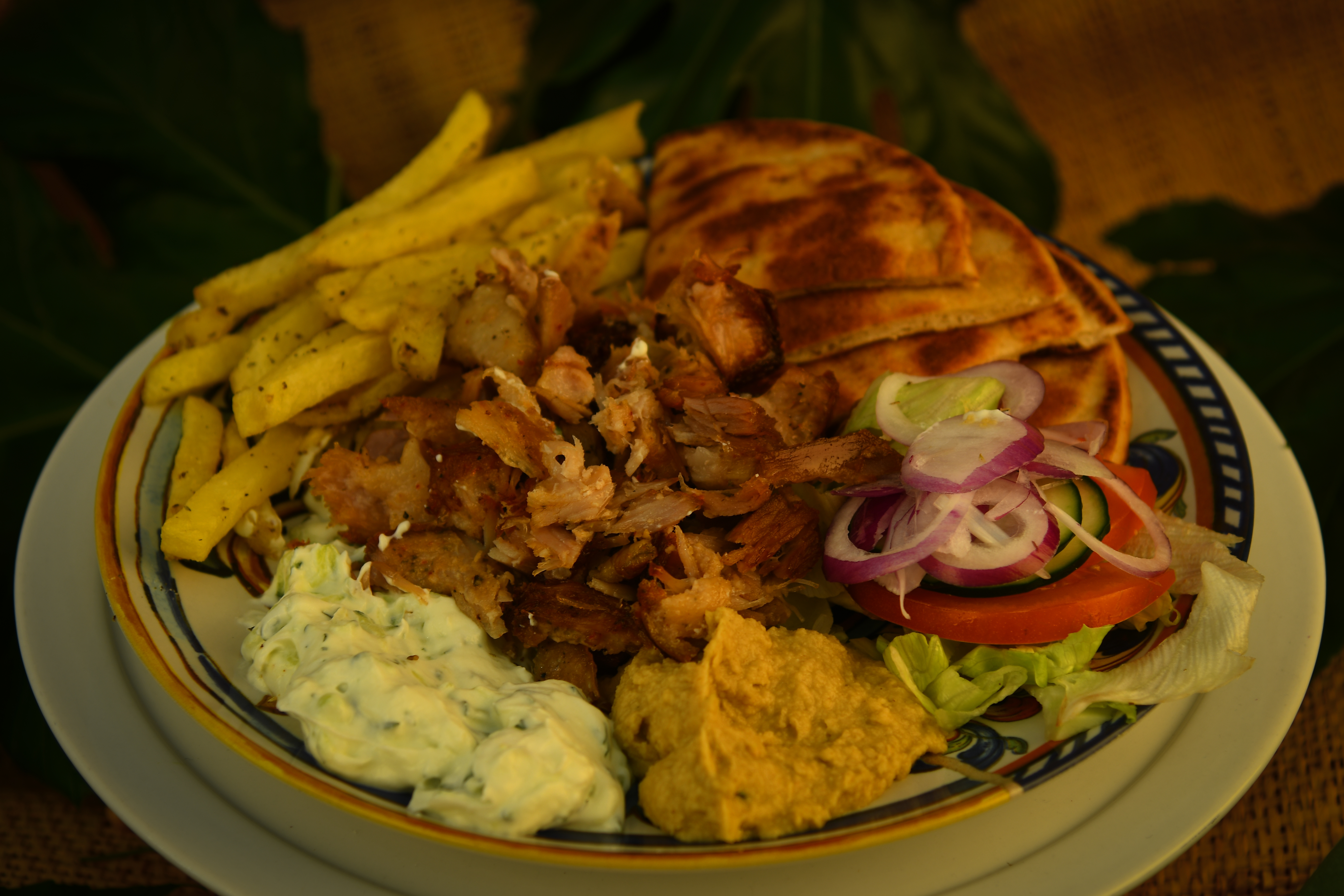 Piatto con gyros di maiale